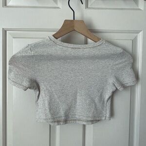 Skims Cropped Shirt Cotton Jersey Oatmeal